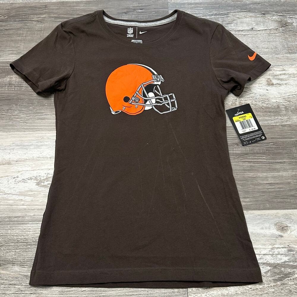 Cleveland Browns T-Shirt NWT NIKE Orange Womens S Mini Swoosh Football Top NEW